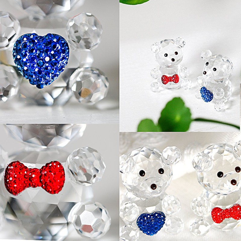 H&D HYALINE & DORA 2 Stück Kristall Baby Bär Figur