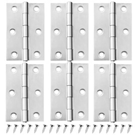 6 PCS 2.5 inches Door Hinge Cabinet Door Hinges Stainless Steel Butt Hinges Home Furniture Hinges Bisagras for Door, Window, Case Lid, Wooden Box Chest with 36 Mounting Screws, Silver