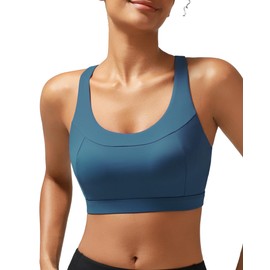 RUNNING GIRL High Impact Sports Bras for Women,Plus Size Sports Bra High Support with Molded Cup Yoga Workout Bra(3025_Dark Blue_XL)