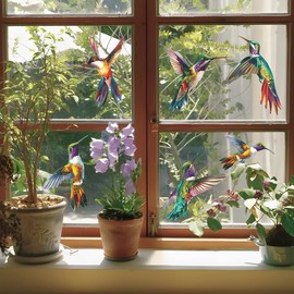 DEIKOKA 3D Lifelike Hummingbird Wall Decals Peel and Stick Birds Window Stickers Living Room Kids Bedroom Playroom Classroom Window Furniture Decorations