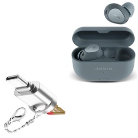 BoxWave Adapter Compatible with Jabra Elite 10 Gen 2 - Micro SD Card miniReader, USB Type-C OTG Reader USB3.0 Adapter Keychain - Metallic Silver