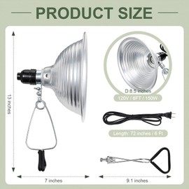 Macarrie 6 Pcs Adjustable Clamp Lamp Light with Aluminum Reflector Up to 150 Watt (No Bulb Included) E26 Socket SPT-2 18awg 6FT Cord (8.5 Inch)