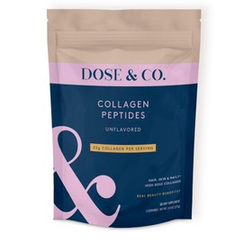 DOSE & CO. Pure Collagen Peptides Powder, Unflavored, 9.6 Oz | Hydrolyzed Bovine Collagen Type I & III with 18g Protein - Supports Healthy Hair, Skin & Nails | Non-GMO, Preservative Free, Gluten Free