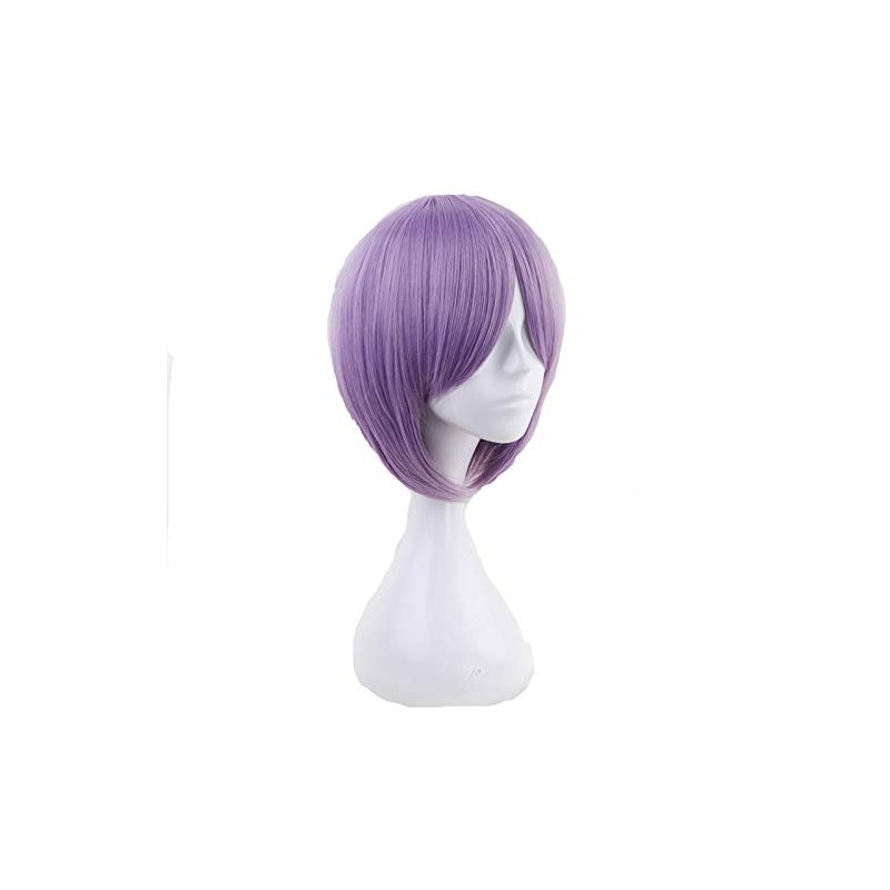 PWEINCY Straight Purple Anime Costume Wig with Two Clip On