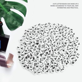 Asixxsix Cuentas con Letras, 500 Piezas de Letras del Alfabeto, Cuentas de Letras, Cuentas del Alfabeto, para Pulseras DIY