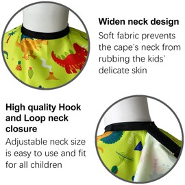 Pelocapa Hair cutting Capes for Kids Waterproof Salon Capes Shampoo Capes for Boys Girls Children - 39"× 51" (Yellow Dinosaur)