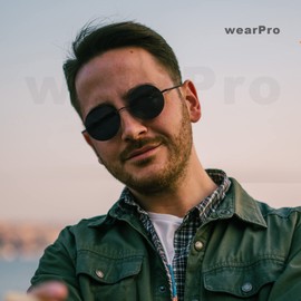 wearPro Sunglasses Men Women Round Polarised Sunglasses Round Glasses UV400 Protection Retro Vintage Hippie Steampunk Sunglasses Unisex with Metal Frame Driving Glasses, 4-Silver