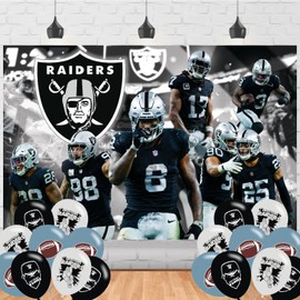 Las-Vegas Raiders Birthday Backdrop,Raiders Poster for Football Raiders Theme Party Decorations Birthday Supplies Background Studio Shoot Photo Props