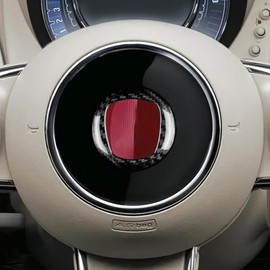 AIRSPEED Fiat 500 Fiat 500 / Abarth 595 595C 695 Abarth 2008-2023 Real Hard Carbon Fiber Accessory Interior Parts Steering Wheel Center Trim Ring Sticker Garnish Stylish Custom Dress Up Double Sided