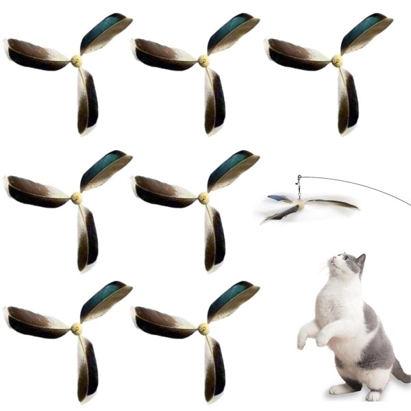 Keecao 6PCS Cat Wand Toys, Spinning Feather Propeller Refills with