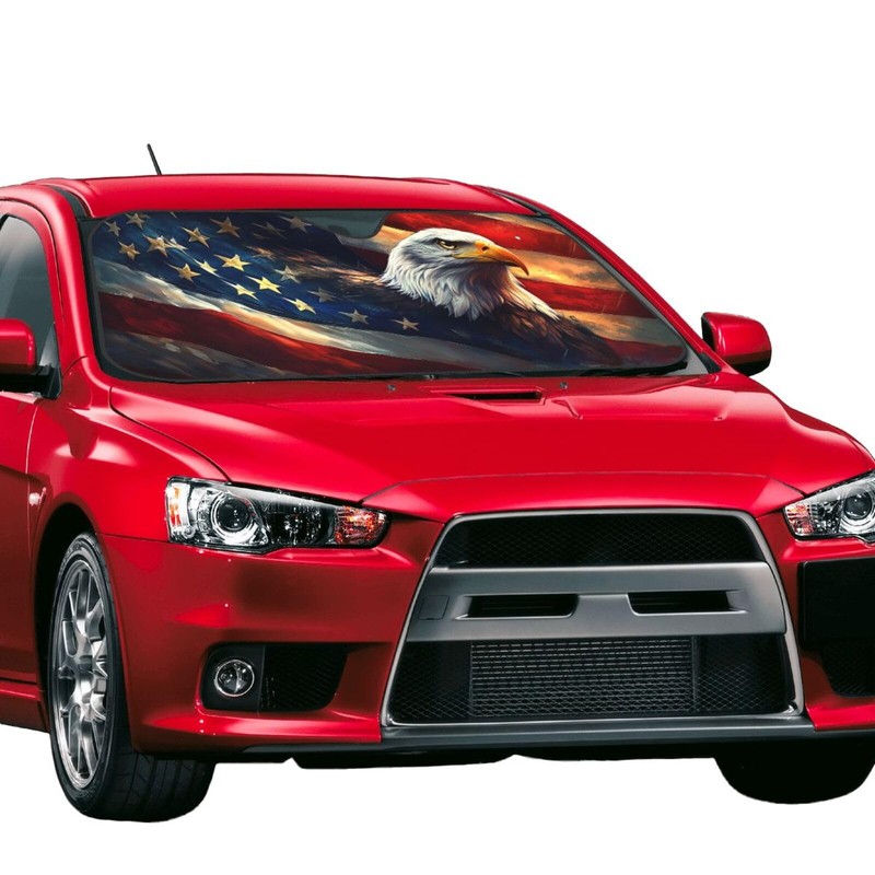 American Flag Car Sun Shade Windshield Sunshade Foldable Front Window
