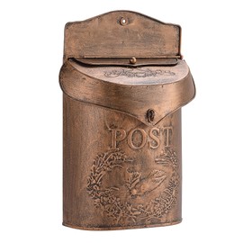 Phaxth Metal Vintage Mailbox Wall Mount for Front Porch, Decorative Mailboxes for Outside, 15.5" H X 10.5" W X 4" D