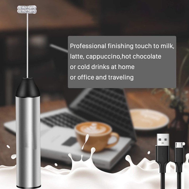 Handheld Milk Frother Lightweight Stainless Steel ABS Electric Whisk with
