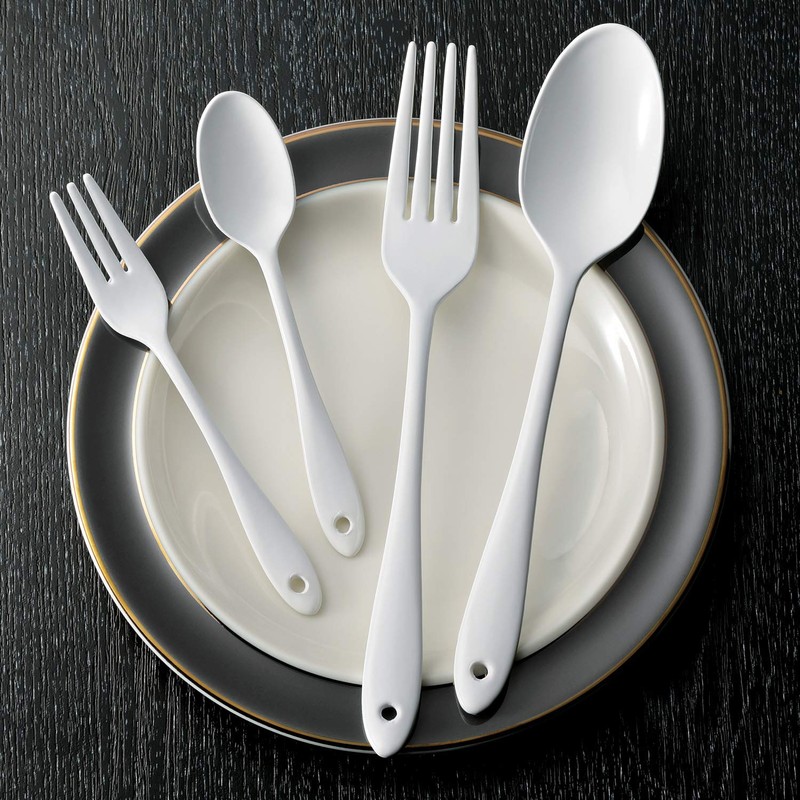 Nagao Tsubame Sanjo Enamel Dinner Fork, White, Made in Japan