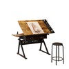 Drafting Table w/Stool,Height Adjustable Drafting Table for Adults,Tilted Tabletop with