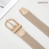 XZQTIVE Braided Woven Belt for Women Men, Beige(gold Buckle), Medium
