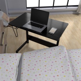 SCAUA Adjustable Rolling Overbed Bedside, Laptop Table, Hospital Bedside Table, 180° Tiltable 31.5" Home Computer Laptop Desk, Writing & Eating Home, Office & Hospital Use (Black)