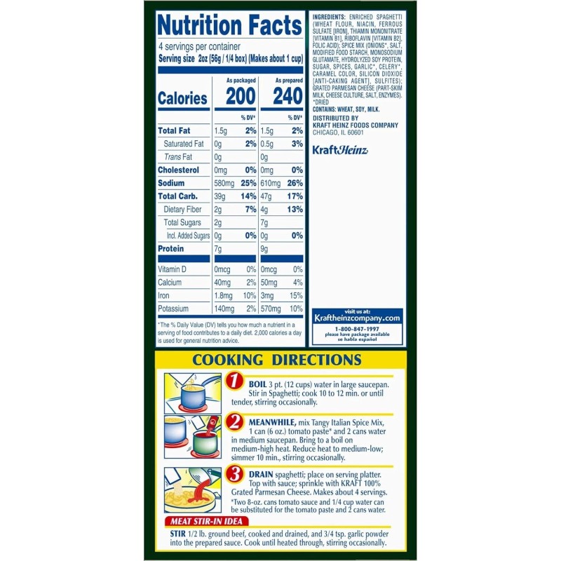 Kraft Spaghetti Classics Tangy Italian Easy Pasta Meal with Spaghetti