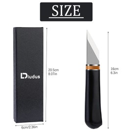 DIUDUS Leather Skiving Knife, Pointed Skiving Cutting Knife with Wooden Handle, Leather Skiver - with Exquisite Package for DIY Leathercraft