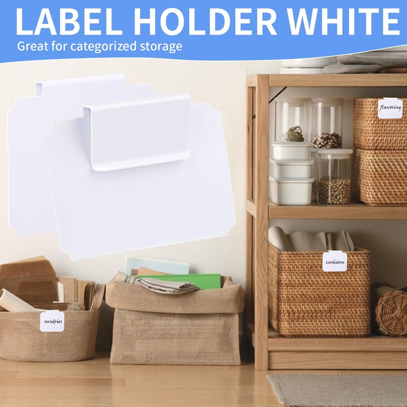HUSOUE 16PCS Labels for Baskets, Plastic Basket Labels On Writable