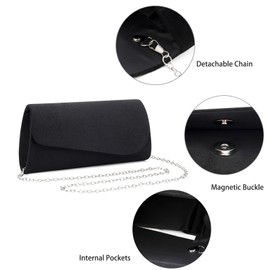 YYW Women Clutch Purse Evening Envelope Bags Elegant Velvet Shoulder Crossbody Handbag for Party Wedding Prom (Black)
