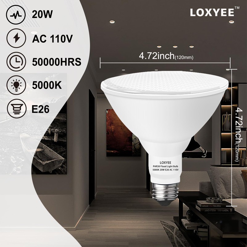 LOXYEE 2 Pack LED PAR38 Dusk to Dawn Flood Light