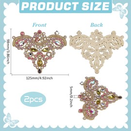 FINGERINSPIRE Pack of 2 Floral Rhinestone Appliques 125 x 98 mm Golden Patches Crystal Patches Glitter Crystal Rhinestone Patches Shoe Decoration Bride