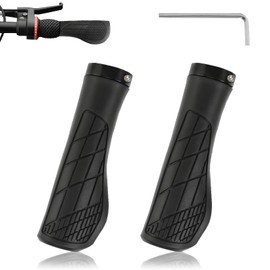 Bicycle Grips MTB 1 Pair Bicycle Grips Ergonomic Black Bicycle Handlebar Grip Non-Slip Soft Handles Suitable for E-Bike, Trekking Bike, Mountain Bike, Touring Bike