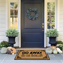 Ayatow Outdoor Floor Mats for Home, Go Away Go on Now, Git Funny Monogram Doormats for Entrance Way Outdoors 30" X 18" Size, Welcome Mat Indoor Non Slip with Rubber Backing