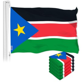 G128 5 Pack: South Sudan South Sudanese Flag | 3x5 Ft | LiteWeave Pro Series Printed 150D Polyester | Country Flag, Vibrant Colors, Brass Grommets, Thicker and More Durable Than 100D 75D Polyester