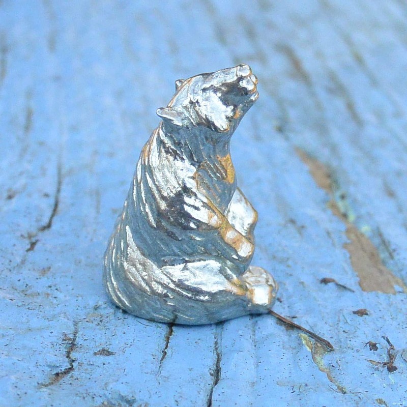 Sitting Bear Figurine, Grizzly Bear, Bear Gifts, Handcast, in Finest