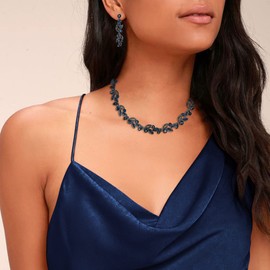 EVER FAITH Wedding Jewellery Set Art Deco Hollowed Marquise Crystal Leaf Cluster Necklaces and Earrings Set, Crystal, No Gemstone