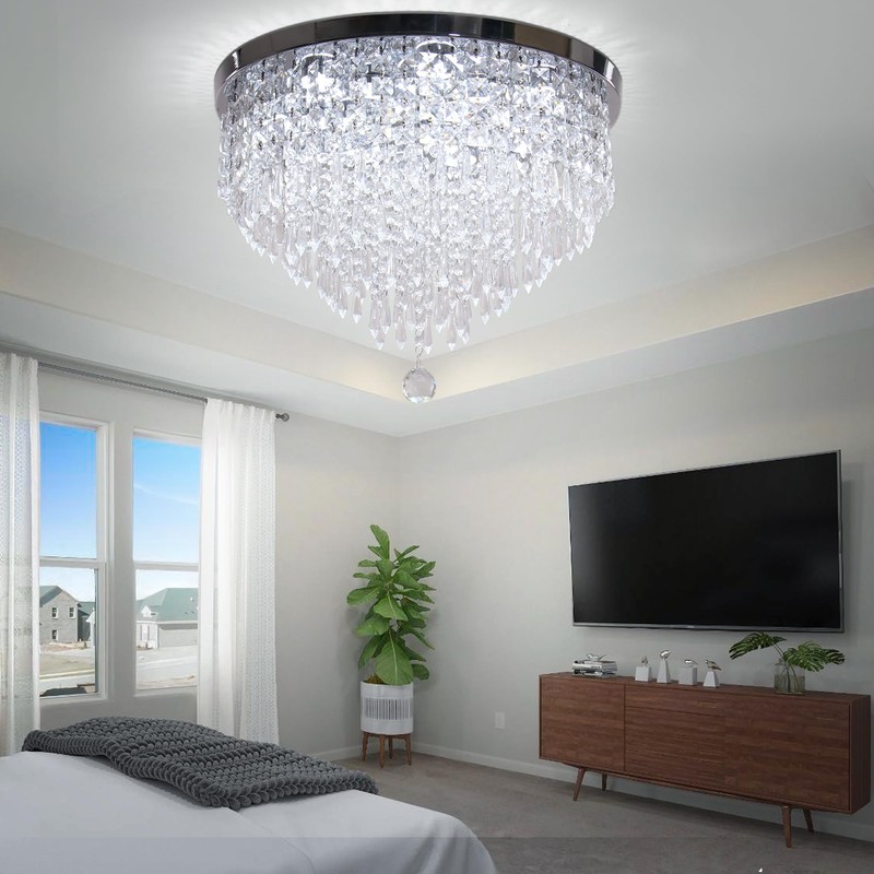 YPQXYHDA Modern Crystal Chandeliers LED 5 Tier Crystal Ceiling Light