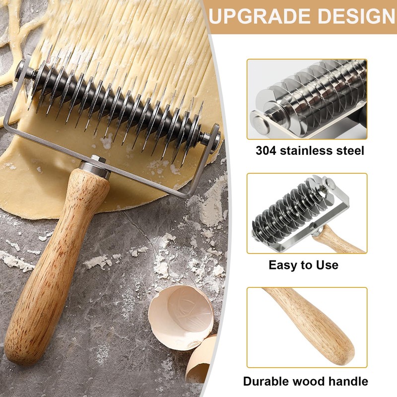 EVEDMOT Lattice Cutter Dough Lattice Roller, Stainless Steel Roller Cutter