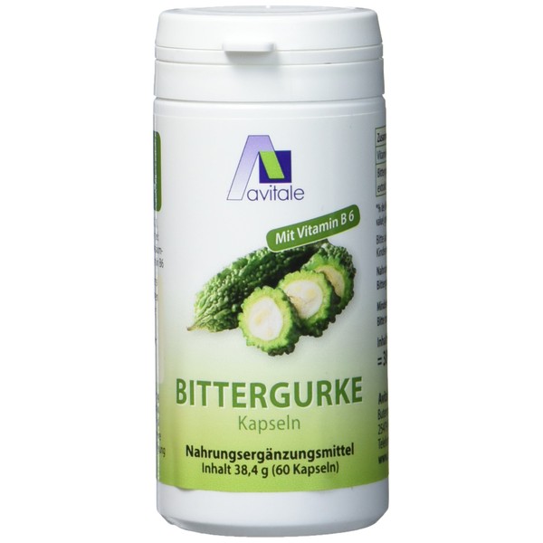 Avitale Bitter Cucumber Capsules with Standardized Fruit Extract of Bitter Cucumber (Momordica Charantia) and Vitamin B6 for Normal Homocysteine Levels, 60 Capsules