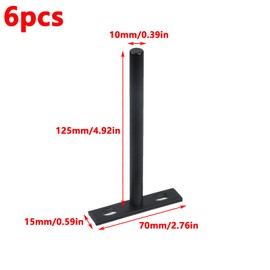 Antrader 5 Inch Solid Steel Floating Shelf Brackets, 6Pcs Blind Shelf Supports (Large) Hidden Floating Wall Shelf Support Bracket for Floating Wood Shelves, Matte Black