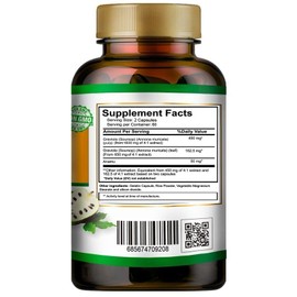 VITAMISAN Graviola Soursop, Natural Dietary Supplement. Leaf & Fruit Extract 120 Capsules Antioxidant, High Potency Capsules Made in The USA