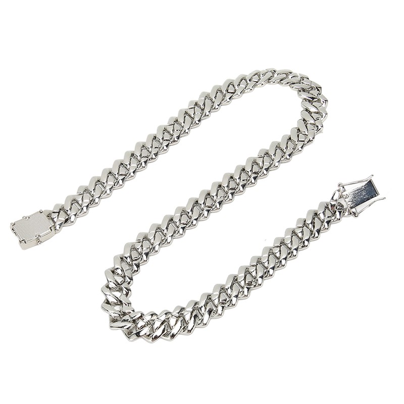 19.7in Necklace Rhombus Full Rhinestones Cool Double Layered Chain Necklace