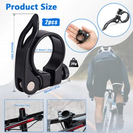 ChAusa 2 Pack Seat Clamps, Bicycle Seat Post Clamp with Quick Release, Aluminum Alloy Seat Clamp, Quick Release Seat Post Saddle Clamp for Folding Bike, Mountain Bike, Road Bike, 31.8 mm