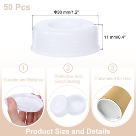 sourcing map 50 Pcs Mailing Tube End Caps 1.2" ID Round Cardboard Shipping Tube End Caps Protective Plastic Poster End Caps for Paper Mailing Tubes Shipping and Storage of Documents and Art
