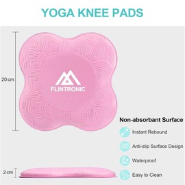 Flintronic Yoga Knee Pad, 2 Pack Non-slip Yoga Mat, Yoga Support Pad, Sports Balance Pad, Comfortable Lightweight Support for Knees, Hands, Wrists, and Elbows- 20x20cm, with Black Resistance Band
