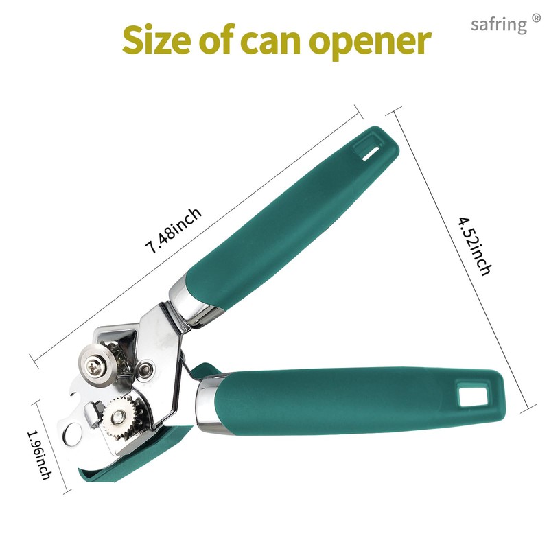 Safring Can Opener Manual, Handheld Strong Heavy Duty Stainless Steel