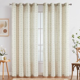 jinchan Boho Curtains Curtains for Living Room Farmhouse Curtains 84 Inch Length Geometric Striped Mudcloth Light Filtering Bedroom Window Grommet Curtains 2 Panels Sage Green on Beige