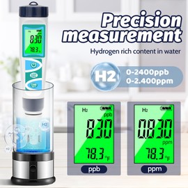 ORAPXI Hydrogen Water Tester pH Meter for Drinking Water Multi-Functional pH H2 ORP TDS EC Temp Tester Accuracy Dissolved Hydrogen Tester pH PPM EC Meter for Household Water Hydroponics Pool