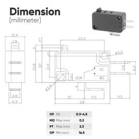 12PCS Micro Limit Switch, Momentary Snap-in Micro Switch, 16A 125/250V AC, 12V DC SPDT 3Pin 1NO/1NC Limit Switch for Microwave Oven Freezer Arcade, KW7