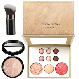 3 Pcs Baked Starter Kit, All-in-One Make Up Gift Sets For Women, Includes Baked Balance Foundation & Multi-Functional Makeup Palette & Retractable Brush, Makeup Gift Set for Mature Skin (Color 03)