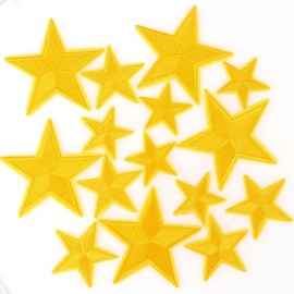 15PCS Star Iron on Patches, Embroidered Repair Patch, Star Sew On/Iron On Patch Applique for Clothes, Dress, Hat, Jeans, Backpacks, Jackets, DIY Accessories (Yellow)