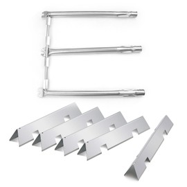 RuiTEERS 7636 Flavorizer Bars and 69787 Grill Burner for Weber Spirit I & II E-310 E-320 E-330 S-310 S-320 S330 (Front-Mounted Control), 15.3" Heat Plates & 18" Grill Burner Tube, Stainless Steel