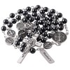 HanlinCC 6mm Hematite Stone Black Beads Catholic Saint Benedict Rosary