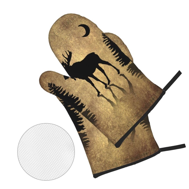 LONSANT Rustic Elk Moose Deer Forest Pine Tree Moon Design